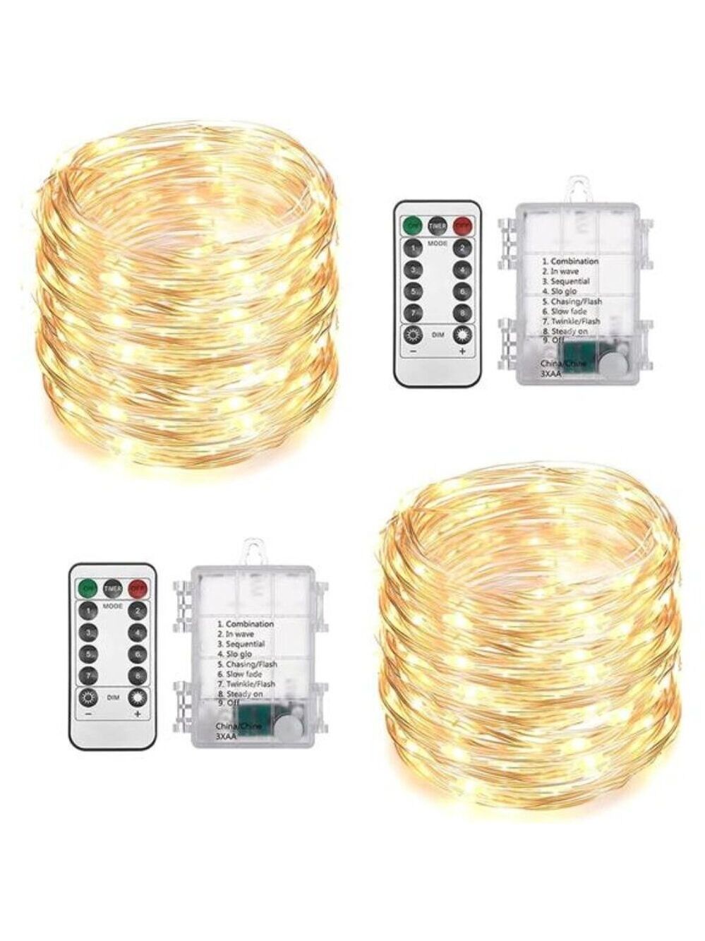 Battery Operated Fairy String Lights 200 LED Twinkle Lights 33FT Outdoor Decor